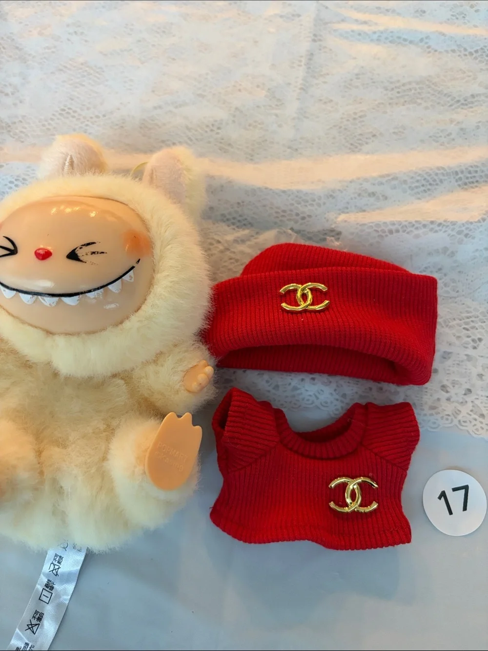#17, Two Piece CC Logo Outfit Red Color For Labubu Doll(No Doll)